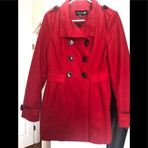 Red peacoat from Forever 21